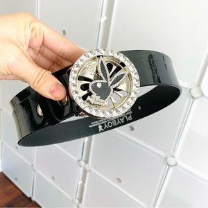 Vintage Playboy Rhinestone spinning buckle wide belt